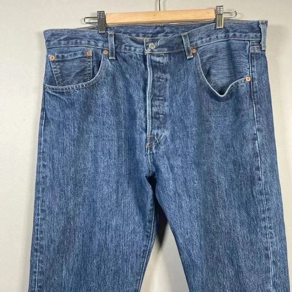 Levis 501 Denim Jeans Button 38X30 Blue 90s Classic Preppy - Picture 2 of 9